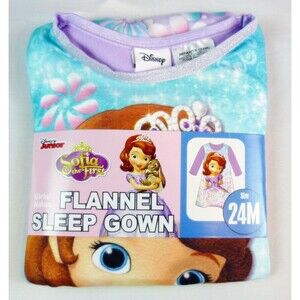 NEW Disney SOPHIA THE FIRST Toddler Girl Sleepwear Long Sleeve Flannel Gown  24M